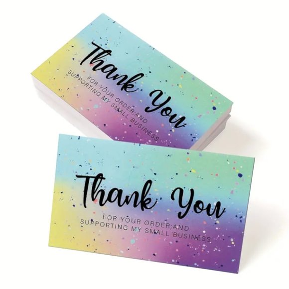 100pcs Colorful Confetti Thank You Cards - Picture 1 of 4
